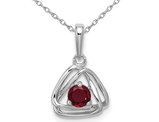 1/3 Carat (ctw) Lab-Created Ruby Pendant Necklace in 14K White Gold and Chain